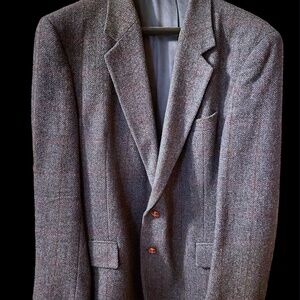 Courtenay Gray Wool Blazer Lined Sport Coat Jacket Windowpane Pattern Padded 44L